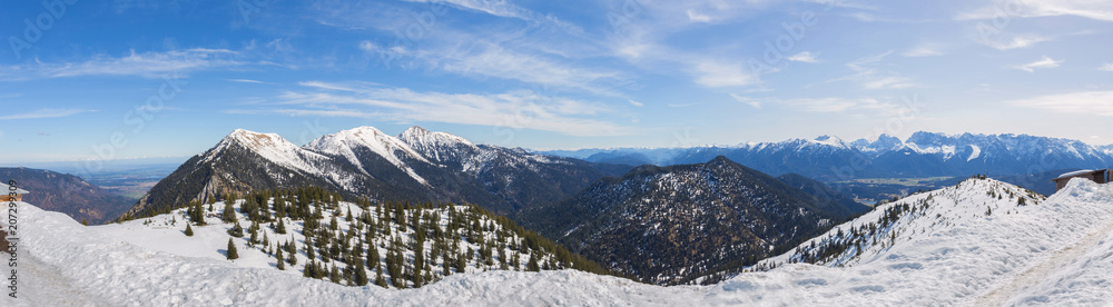 view from the wank mountain and the alps in the background high definition panorama in the winter