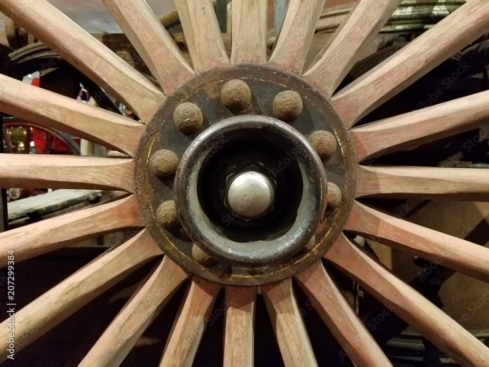 wooden wheel with metal hub