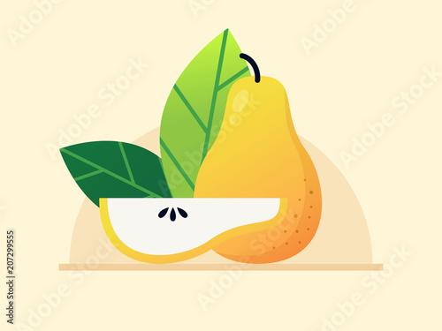 Pear Fruit. Flat Design Style.