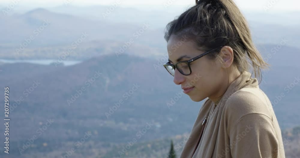 Beautiful woman takes deep breath in - scenic background - breathe deep Beautiful woman takes deep breath in - scenic background - breathe deep