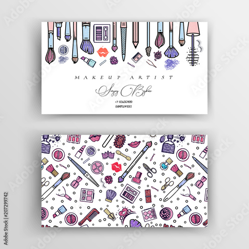 Makeup artist business card. Vector template.