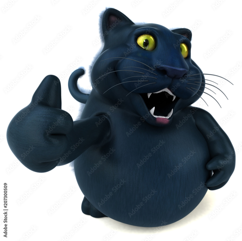 Obraz premium Black cat - 3D Illustration