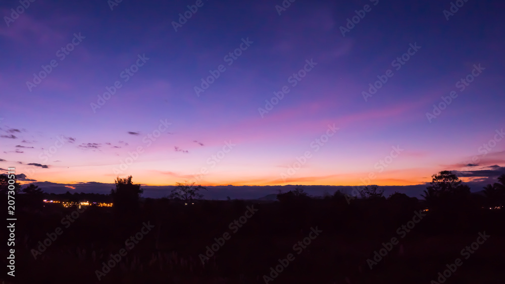 travel asia and summer concept from timelapse video sunset with cloud moving with firework with mountain view background travel asia and summer concept from timelapse video sunset with cloud moving with firework with mountain view background