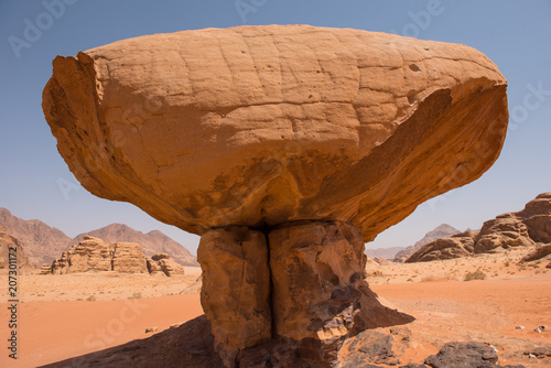 Mushroom rock in Wadi Rum desert, Jordan