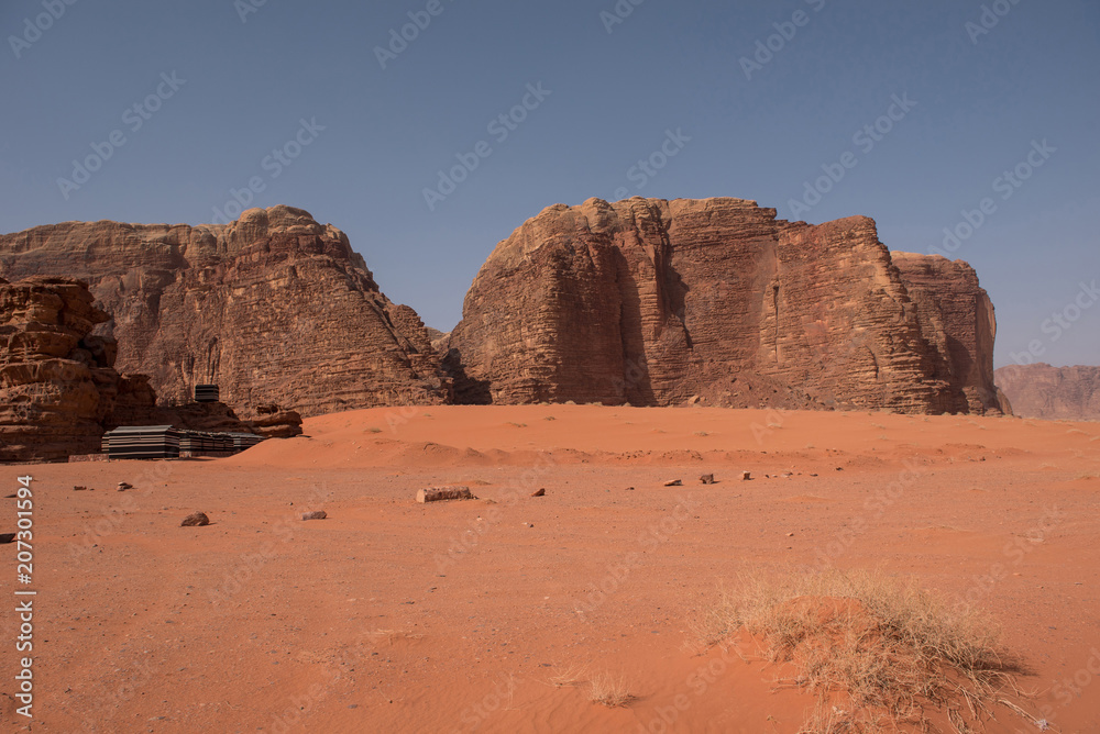 Bedouin tents, camp in the desert. Wadi Rum, Jordan Bedouin tents, camp in the desert. Wadi Rum, Jordan