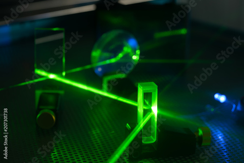 Experiment in photonic laboratory with laser