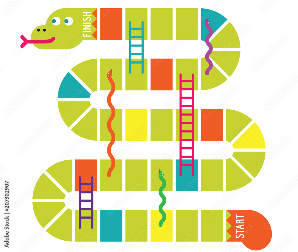 Snakes and ladders game board. Vector illustration Stock Vector | Adobe  Stock