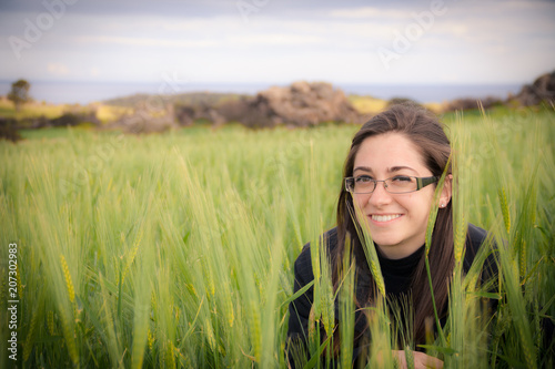 woman in field
