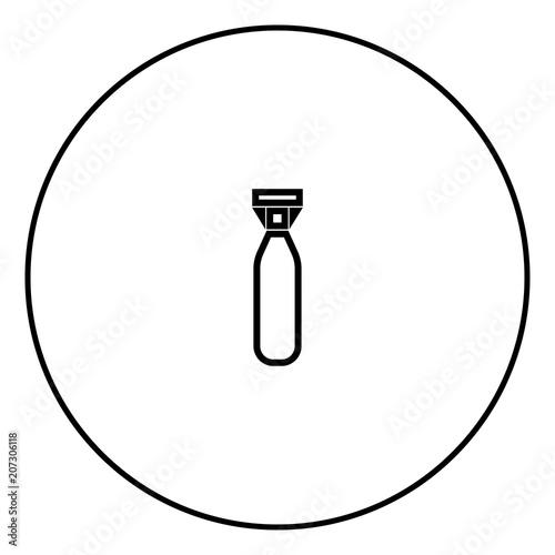 Military air bomb icon in circle outline vector illustration