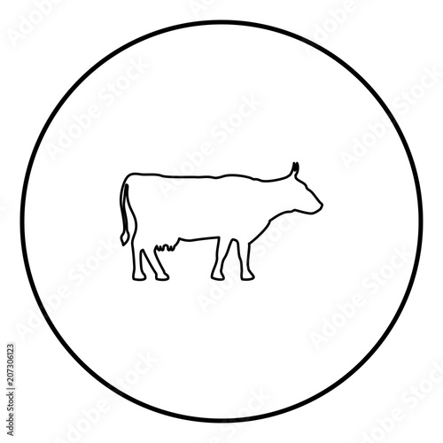 Cow icon set in circle outline
