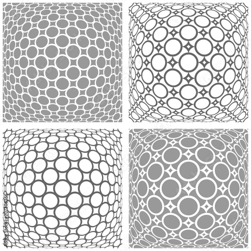 3D patterns set. Abstract convex geometric backgrounds. Fototapet