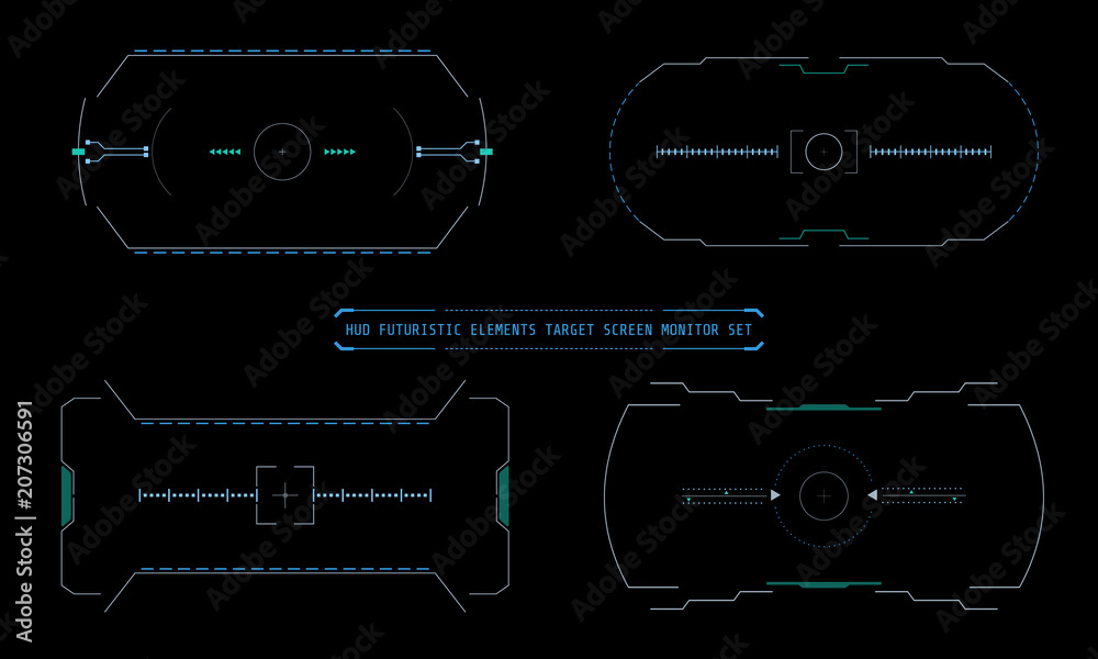 HUD Futuristic Virtual User Target Screen Interface Monitor Elements ...