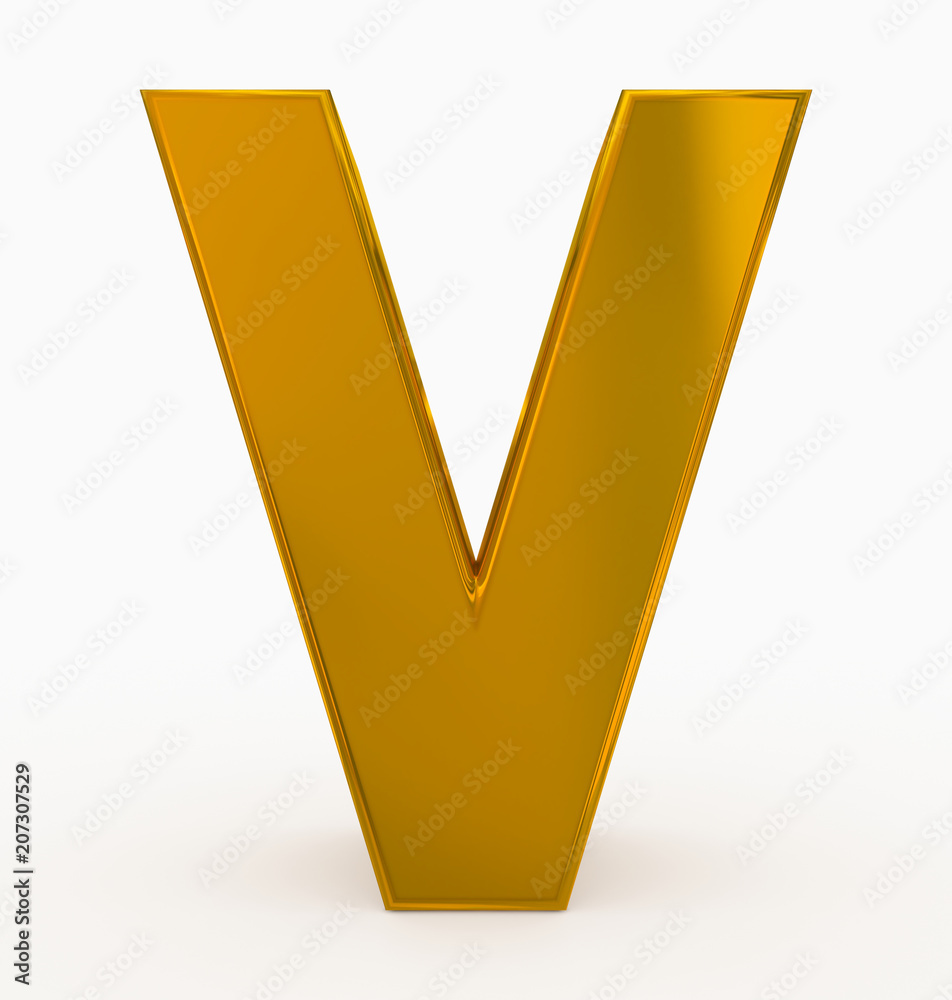 letter V 3d cubic golden isolated on white letter V 3d cubic golden isolated on white