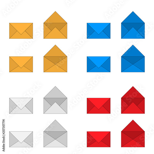 Postal envelope colorfull vector drawing icon set
