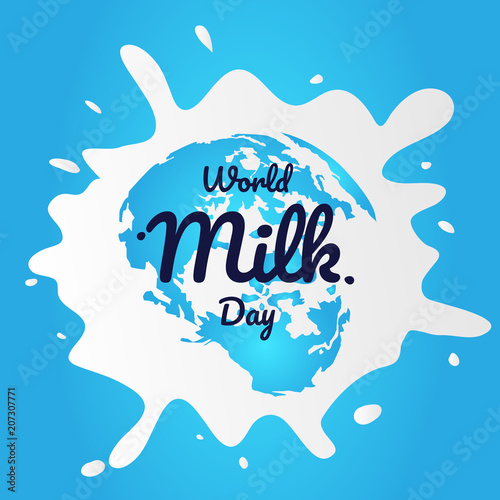 world milk day with blue background vector