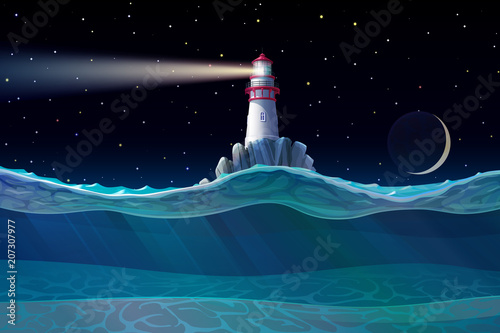 vector Lighthouse, light house underwater seascape 05

