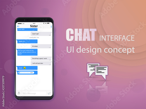 Creative vector illustration of messenger window. Social network talking art design. Mobile phone live chat boxes. Smartphone online app. Compose dialogues mockup. Abstract concept graphic element