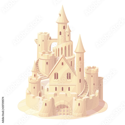 vector fantasy castle sand, sandcastle fort, play toy fortress sculpture 04