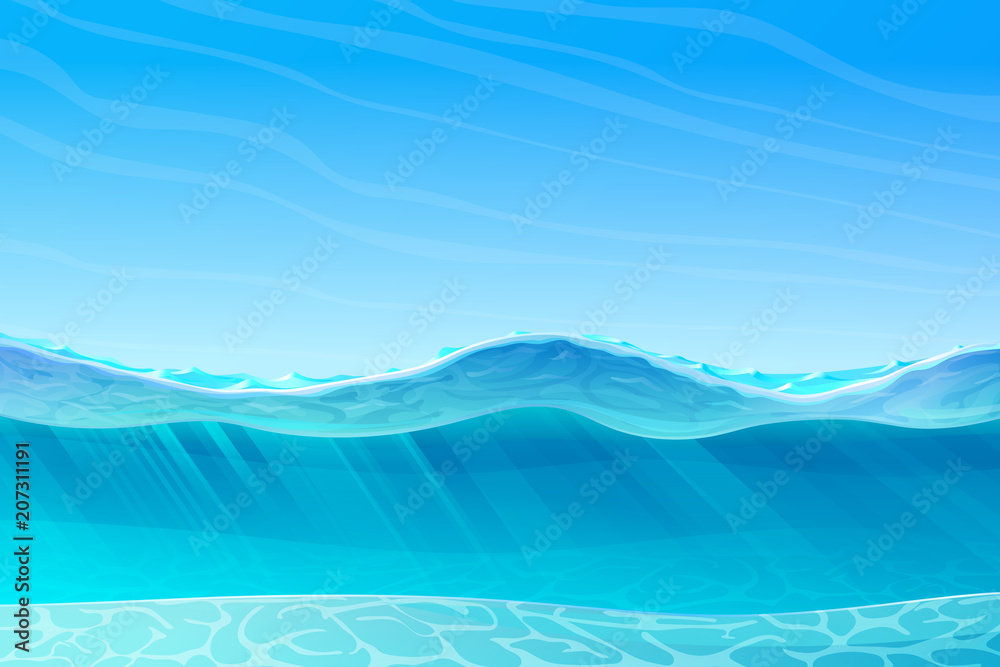 Fototapeta premium vector summer cartoon sea, ocean, underwater seascape 02