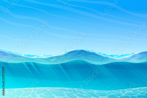 vector summer cartoon sea, ocean, underwater seascape 02