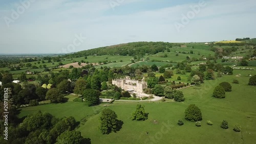 Aerial of Sudeley Castle Winchcombe in England Cotswolds midlands photo