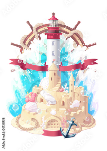 vector vacation sea ocean beach creative collage 