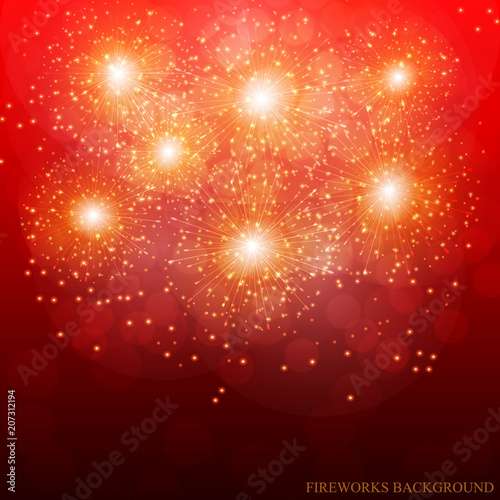 Red Fireworks Illustration. Vector.
