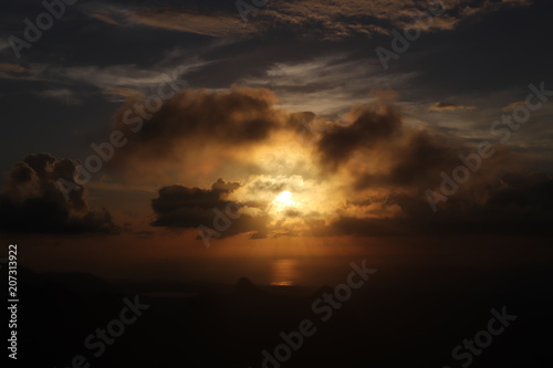 Sunset in Mauritius, view from mount Le Pouce