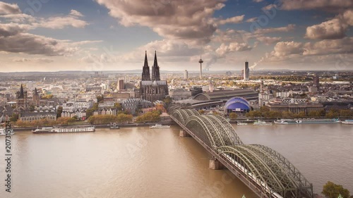 The Cathedral (Dom) and River Rhine, Cologne (Koln), North Rhine Westphalia, (Nordrhein-Westfalen), Germany, Europe photo