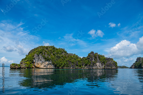 East Misool  group of small island in shallow blue lagoon water  Raja Ampat  West Papua  Indonesia