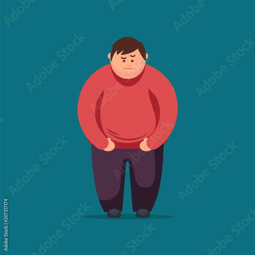 Angry Fat man. Vector flat illustration