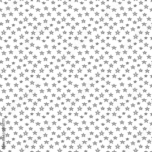 Doodle thin line star seamless pattern. Vector illustration.
