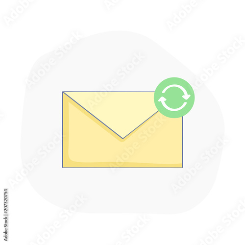 Check mailbox for e-mail or new message or sync with device. Mail envelope with update or refresh button in the corner