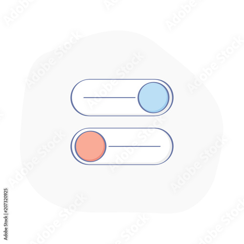Switcher, Controller, On and Off Toggle switch button vector format, On and Off positions