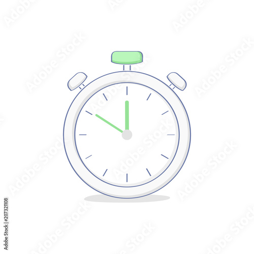 Stopwatch, mechanical timer. Countdown, sport watch, alarm clock, chronometer or countdown, lack of time, deadline symbol concept. Flat linear vector icon illustration.