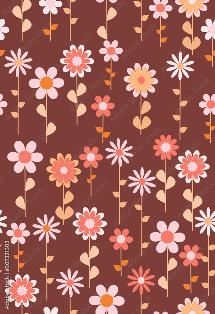 Beautiful seamless pattern with flowers in folk style. Seamless texture with flowers, vector. Good for wallpaper, print on fabric, paper products, surface decor and much more Beautiful seamless pattern with flowers in folk style. Seamless texture with flowers, vector. Good for wallpaper, print on fabric, paper products, surface decor and much more
