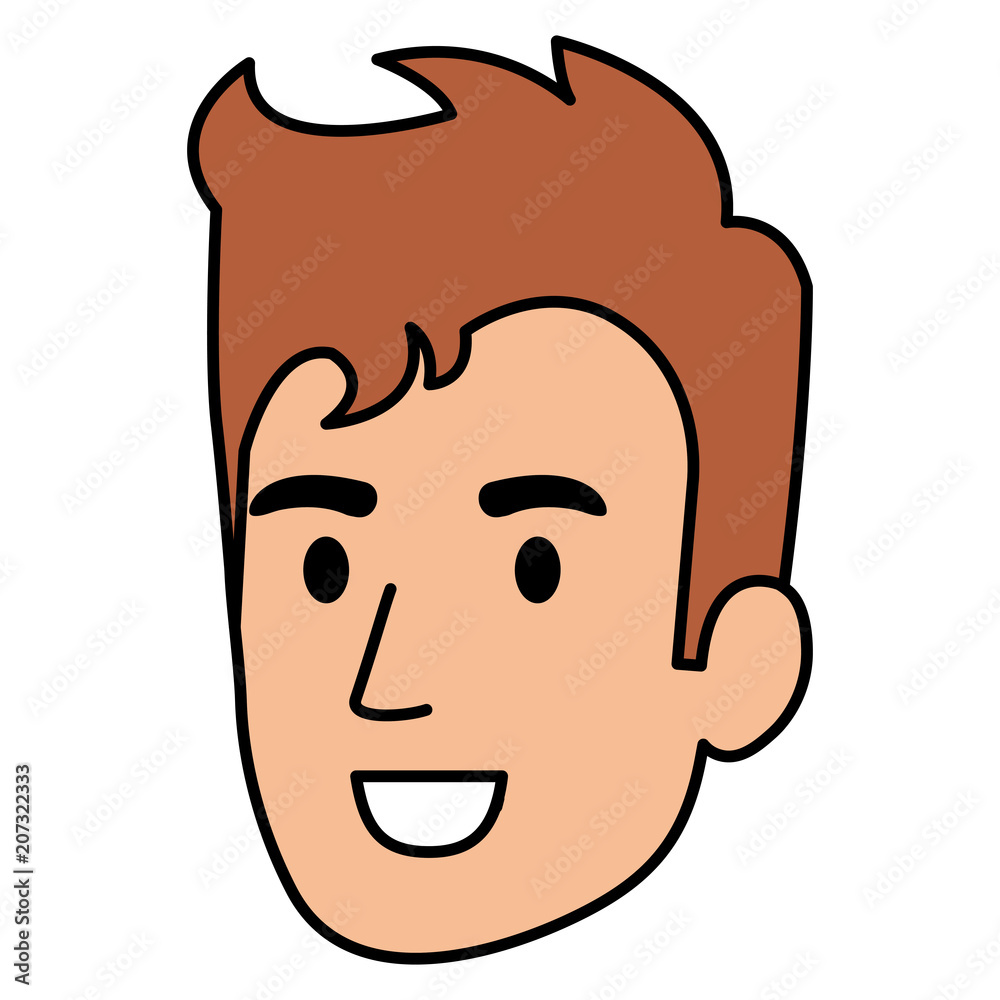 young man head avatar character vector illustration design