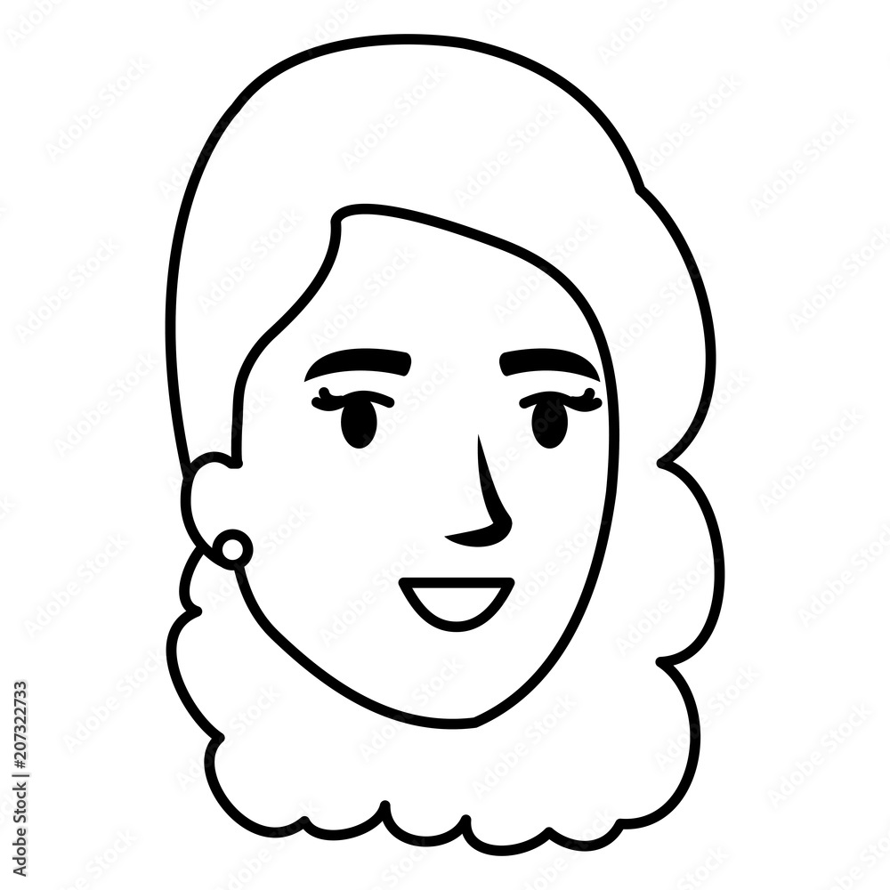 beautiful woman head avatar character vector illustration design