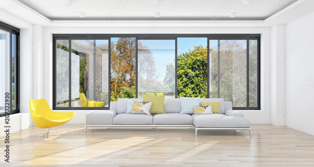 Fototapeta premium Modern bright interiors apartment 3D rendering illustration