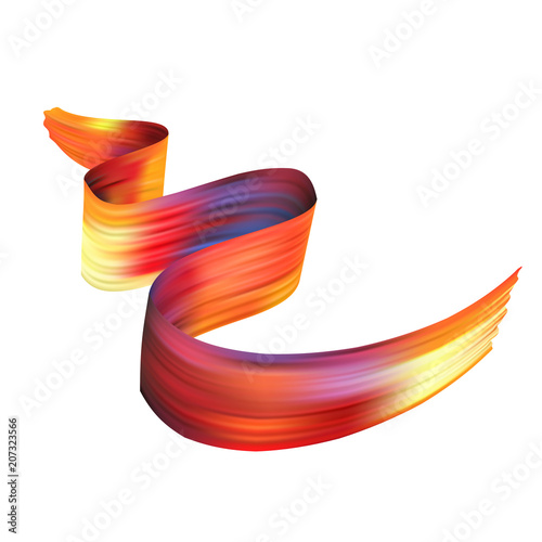 Vector 3d realistic flying bright silk fabric isolated on white background. Flowing satin or velvet colorful ribbon, scarf. Design element for sale, decoration. Ornate elegant decor object