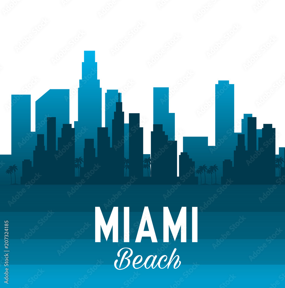 miami beach cityscape scene vector illustration design