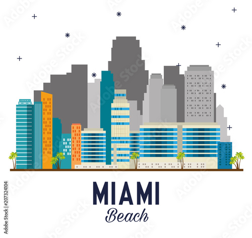 miami beach cityscape scene vector illustration design