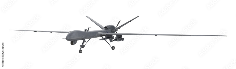 Drone - Unmanned military aircraft isolated on white background Drone - Unmanned military aircraft isolated on white background