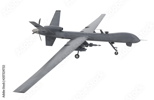 Drone - Unmanned military aircraft isolated on white background