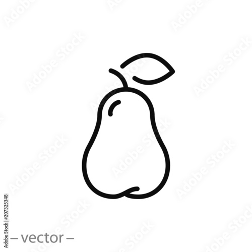 pear icon, line sign - vector illustration eps10