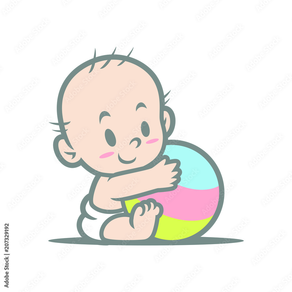 Baby with Ball Mascot Design Vector