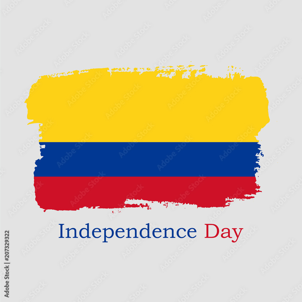 Fototapeta premium Vector Illustration. Hand draw Colombia flag. National Colombia banner for design. Independence Day of Colombia