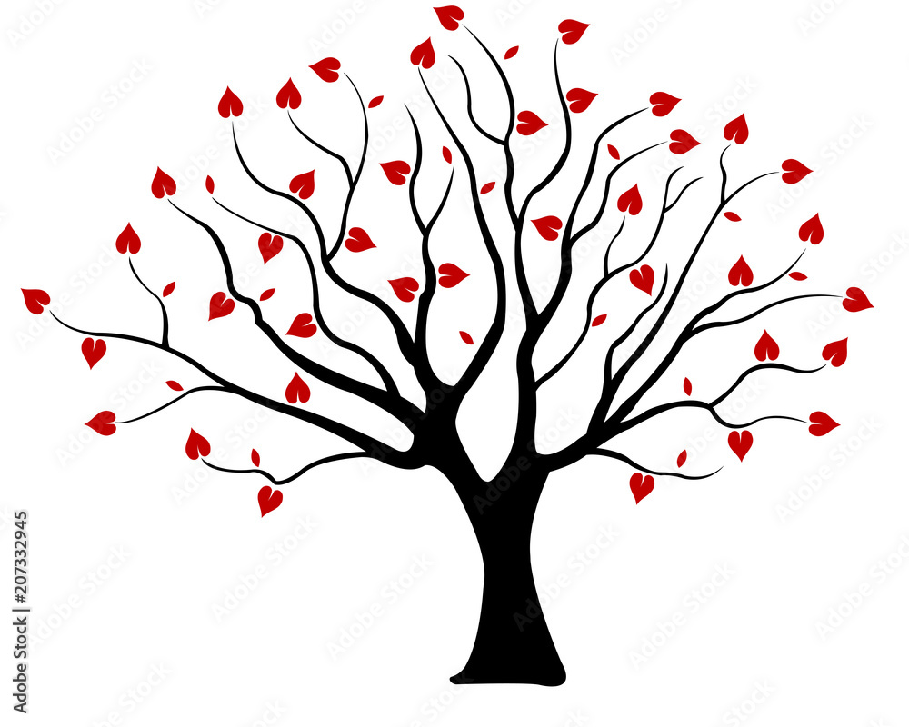 Fototapeta premium Tree with hearts isolated on white