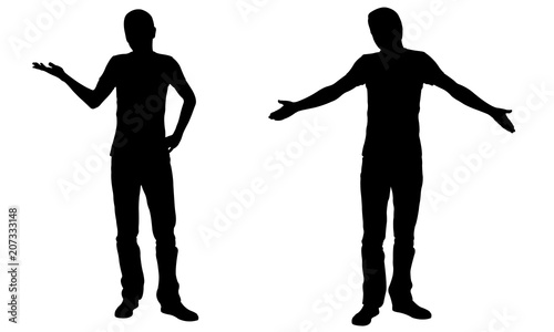 Wondering men silhouettes isolated on white
