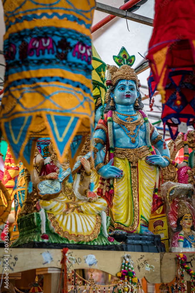 Colorful market with Kali statue